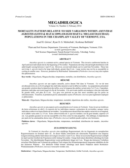 MEGADRILOGICA Volume 16, Number 2, February 2014