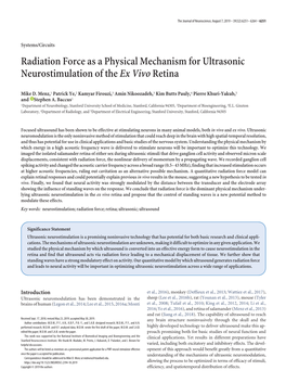 Radiation Force As a Physical Mechanism for Ultrasonic Neurostimulation of the Ex Vivo Retina