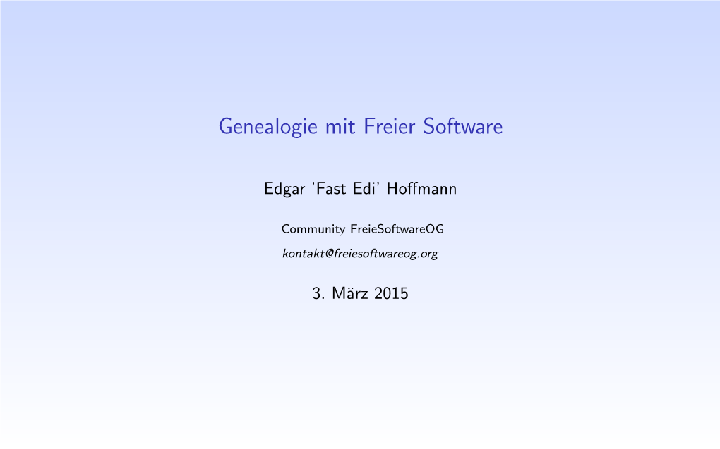 Genealogie Mit Freier Software