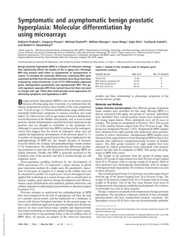 Symptomatic and Asymptomatic Benign Prostatic Hyperplasia: Molecular Differentiation by Using Microarrays