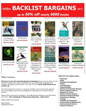 NHBS Backlist Bargains 2011 Main Web Page NHBS Home Page