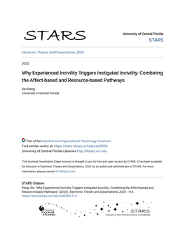 Why Experienced Incivility Triggers Instigated Incivility: Combining the Affect-Based and Resource-Based Pathways
