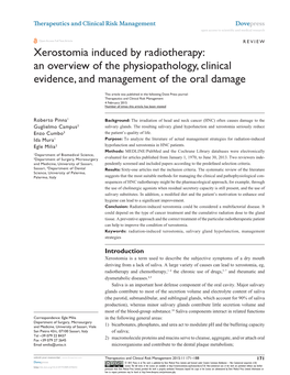 Xerostomia Induced by Radiotherapy: an Overview of the Physiopathology, Clinical Evidence, and Management of the Oral Damage