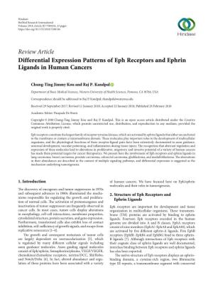 Differential Expression Patterns of Eph Receptors and Ephrin Ligands in Human Cancers
