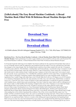 The Easy Bread Machine Cookbook: a Bread Machine Book Filled with 50 Delicious Bread Machine Recipes Online