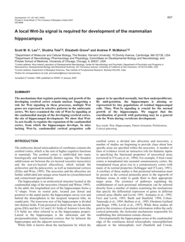 Wnt Signaling in Hippocampal Development 459