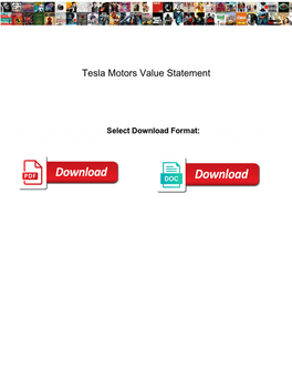 Tesla Motors Value Statement