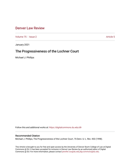 The Progressiveness of the Lochner Court