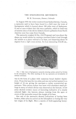 The Springwater Meteorite H
