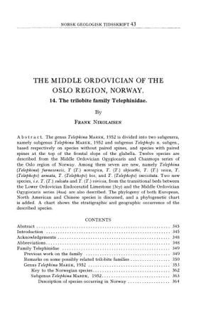 The Middle Ordovician of the Oslo Region, Norway
