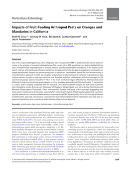 Impacts of Fruit-Feeding Arthropod Pests on Oranges and Mandarins in California