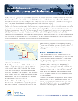 Maa-Nulth Final Agreement: Natural Resources and Environment