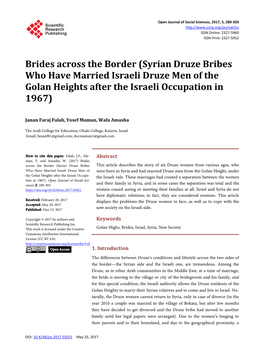 Brides Across the Border (Syrian Druze Bribes Who Have Married Israeli Druze Men of the Golan Heights After the Israeli Occupation in 1967)