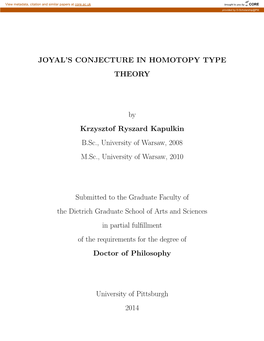 Joyal's Conjecture in Homotopy Type Theory