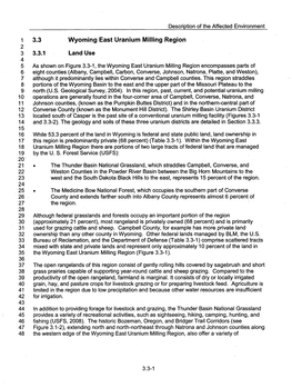 1 3.3 Wyoming East Uranium Milling Region 3 3.3.1 Land