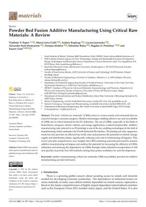 Powder Bed Fusion Additive Manufacturing Using Critical Raw Materials: a Review