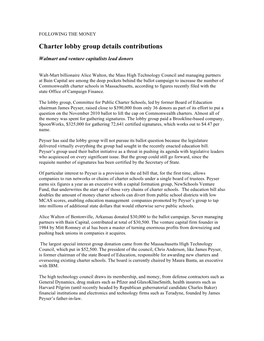 Charter Lobby Group Details Contributions