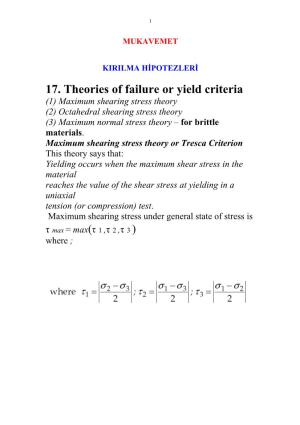 17. Theories of Failure Or Yield Criteria
