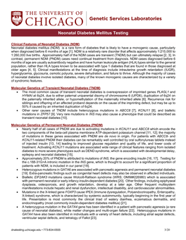 Neonatal Diabetes Mellitus Testing