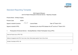 Patient Participation Enhanced Service – Reporting Template