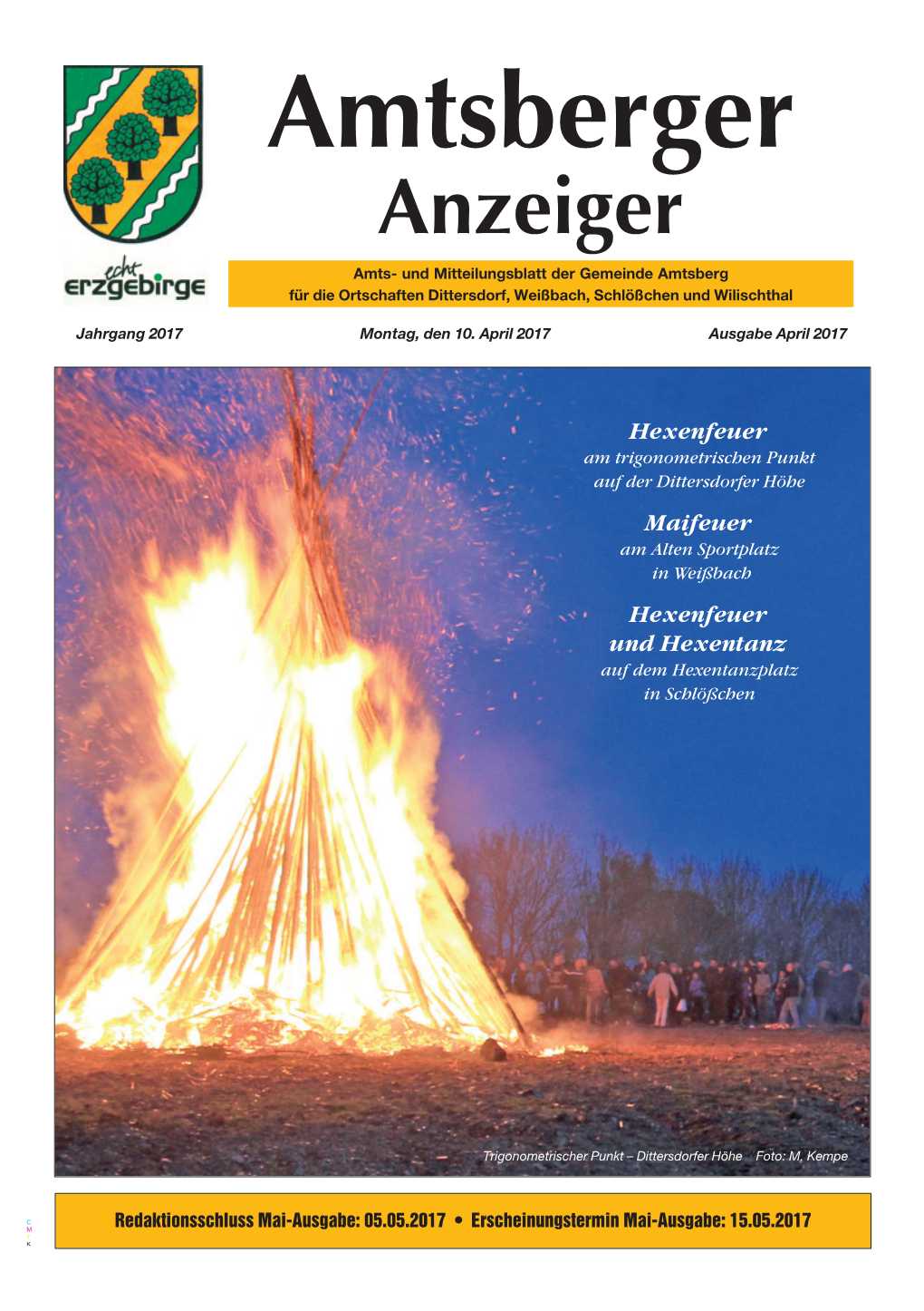 Anzeiger Amts- Und Mitteilungsblatt Der Gemeinde Amtsberg Für Die Ortschaften Dittersdorf, Weißbach, Schlößchen Und Wilischthal