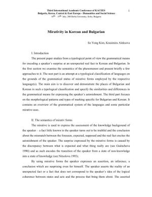 Mirativity in Korean and Bulgarian