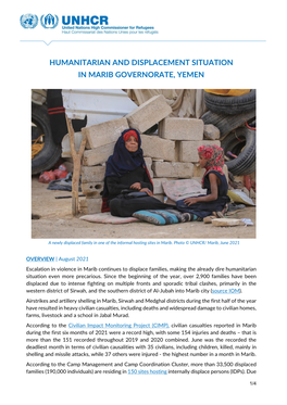 Humanitarian and Displacement Situation in Marib Governorate, Yemen