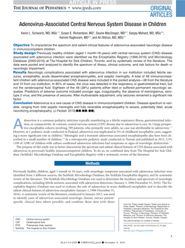 Adenovirus-Associated Central Nervous System Disease in Children