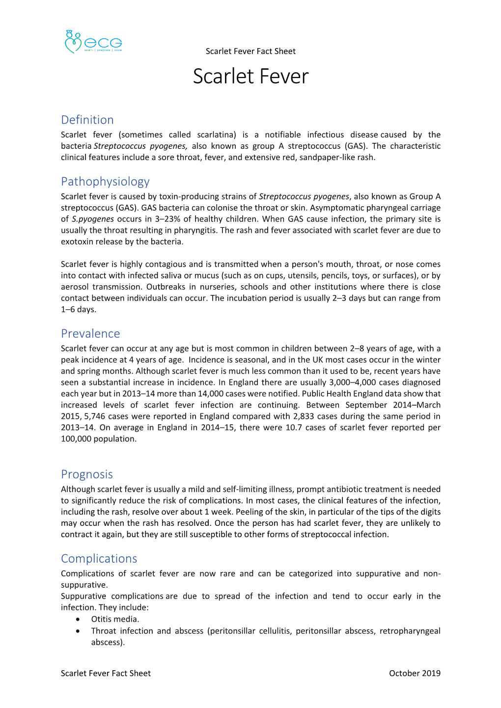 Scarlet Fever Fact Sheet Scarlet Fever