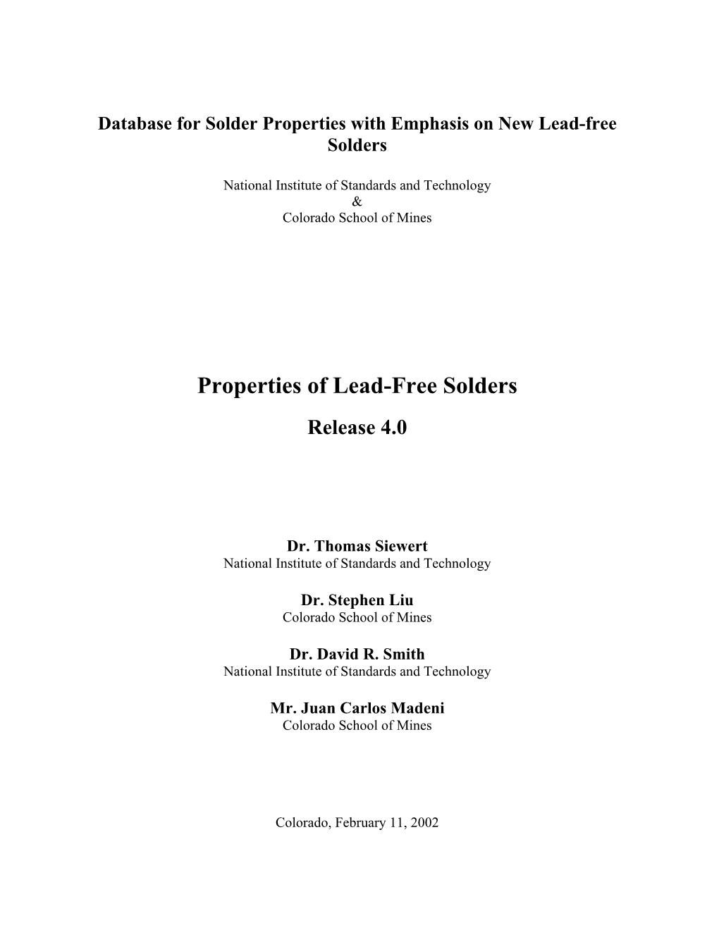 Properties of Lead-Free Solders