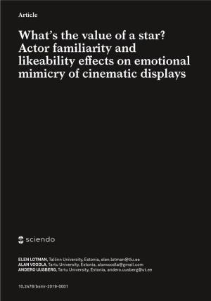 Actor Familiarity and Likeability Effects on Emotional Mimicry of Cinematic Displays