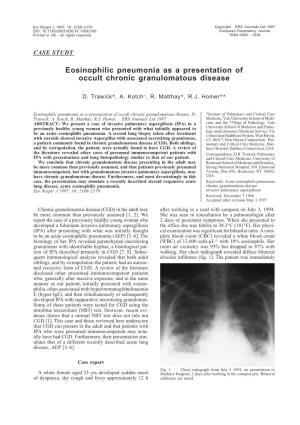 Eosinophilic Pneumonia As a Presentation of Occult Chronic Granulomatous Disease