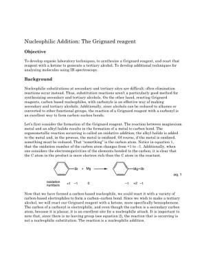 Nucleophilic Addition: the Grignard Reagent