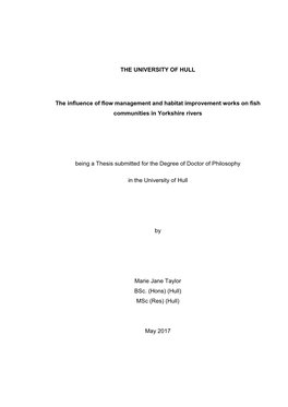 THE UNIVERSITY of HULL the Influence of Flow Management And