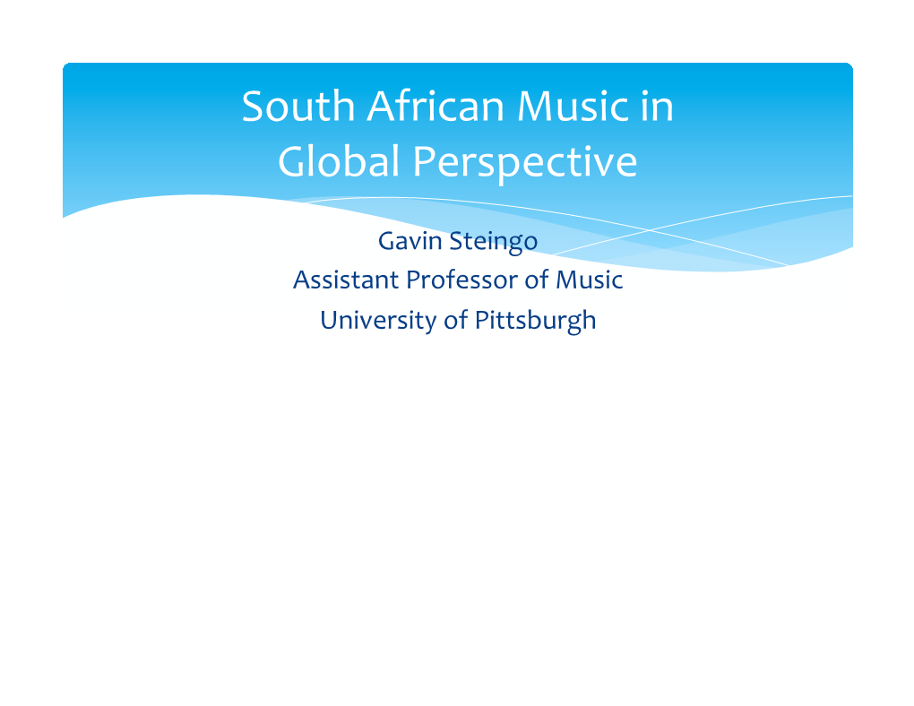 South African Music in Global Context