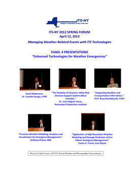 Panel 4 Presentations – Enhanced Technologies for Weather Emergencies