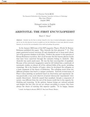 Aristotle: the First Encyclopedist