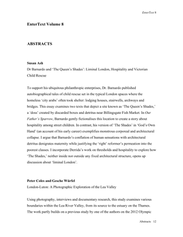 Entertext Volume 8 ABSTRACTS