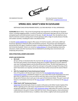 Spring 2021: What’S New in Cleveland