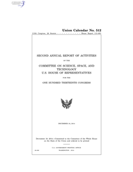 Union Calendar No. 512 113Th Congress, 2D Session – – – – – – – – – – – House Report 113–681