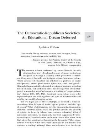 The Democratic-Republican Societies: an Educational Dream Deferred 179