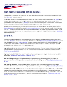 Anti-‐Science Climate Denier Caucus Georgia