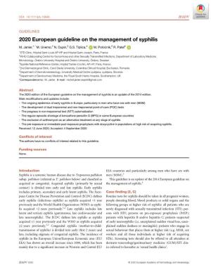2020 European Guideline on the Management of Syphilis