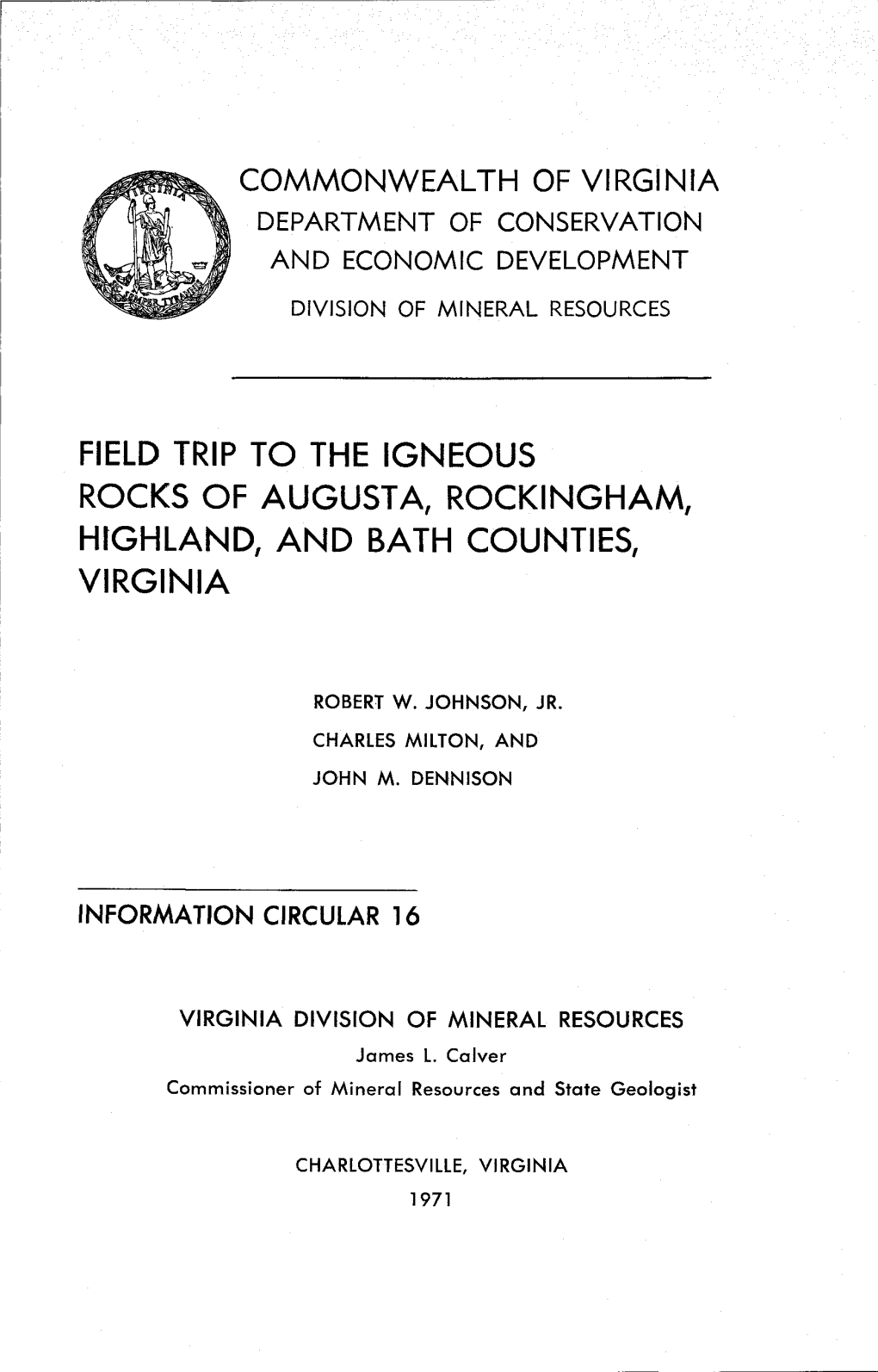 Rocks of Augusta, Rockingham Highland, and Bath Counties, Virginia