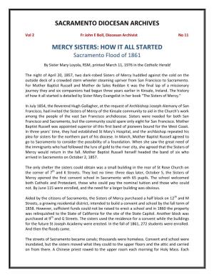 Vol 2, No 11 Mercy Sisters How It All Started