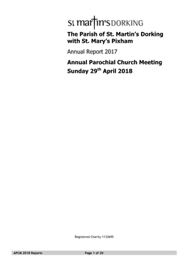 The Parish of St. Martin's Dorking with St. Mary's Pixham Annual Report