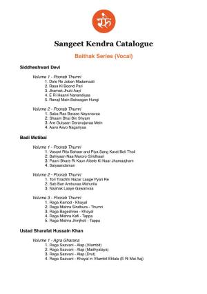 Sangeet Kendra Catalogue Copy