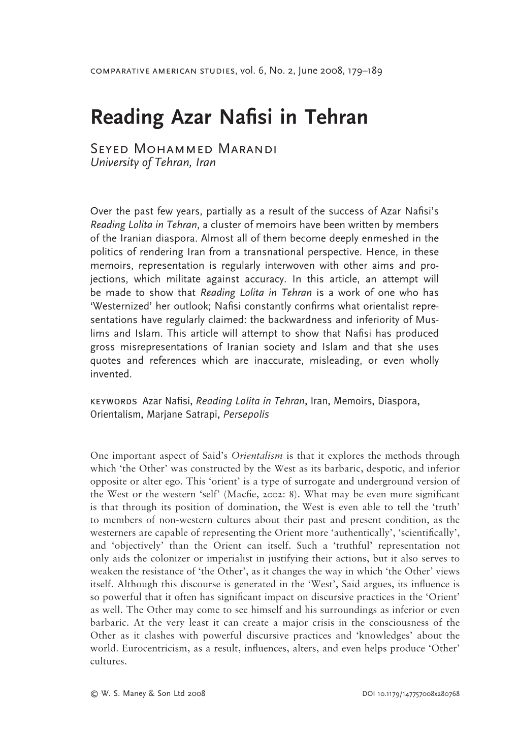 Reading Azar Nafisi in Tehran 181