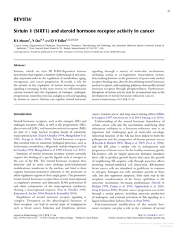 And Steroid Hormone Receptor Activity in Cancer