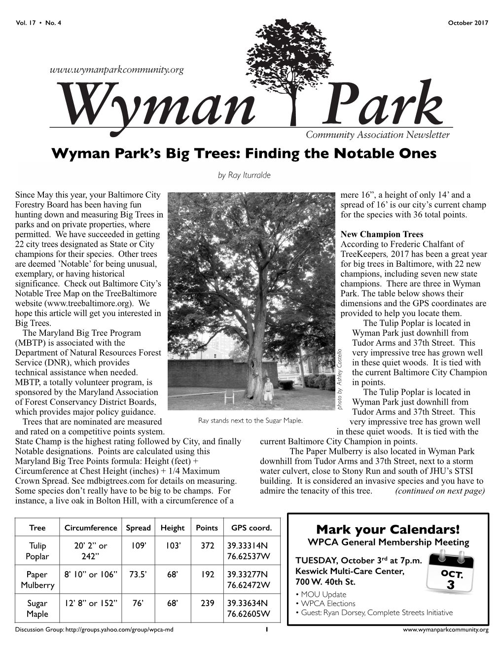 Wyman Park's Big Trees: Finding the Notable Ones